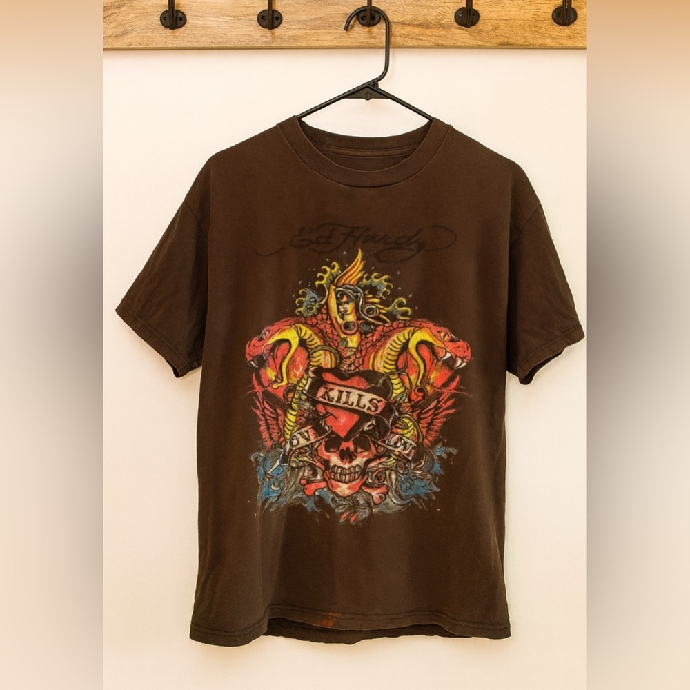 Vintage Y2K Ed Hardy Irregular cotton short sleeve T-shirt sz M women’s 90’s edg